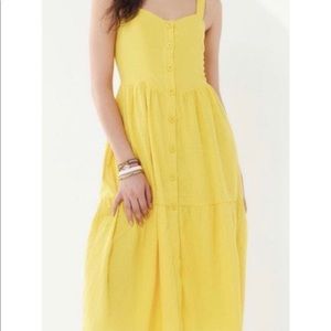 UO Positano Yellow Midi Dress